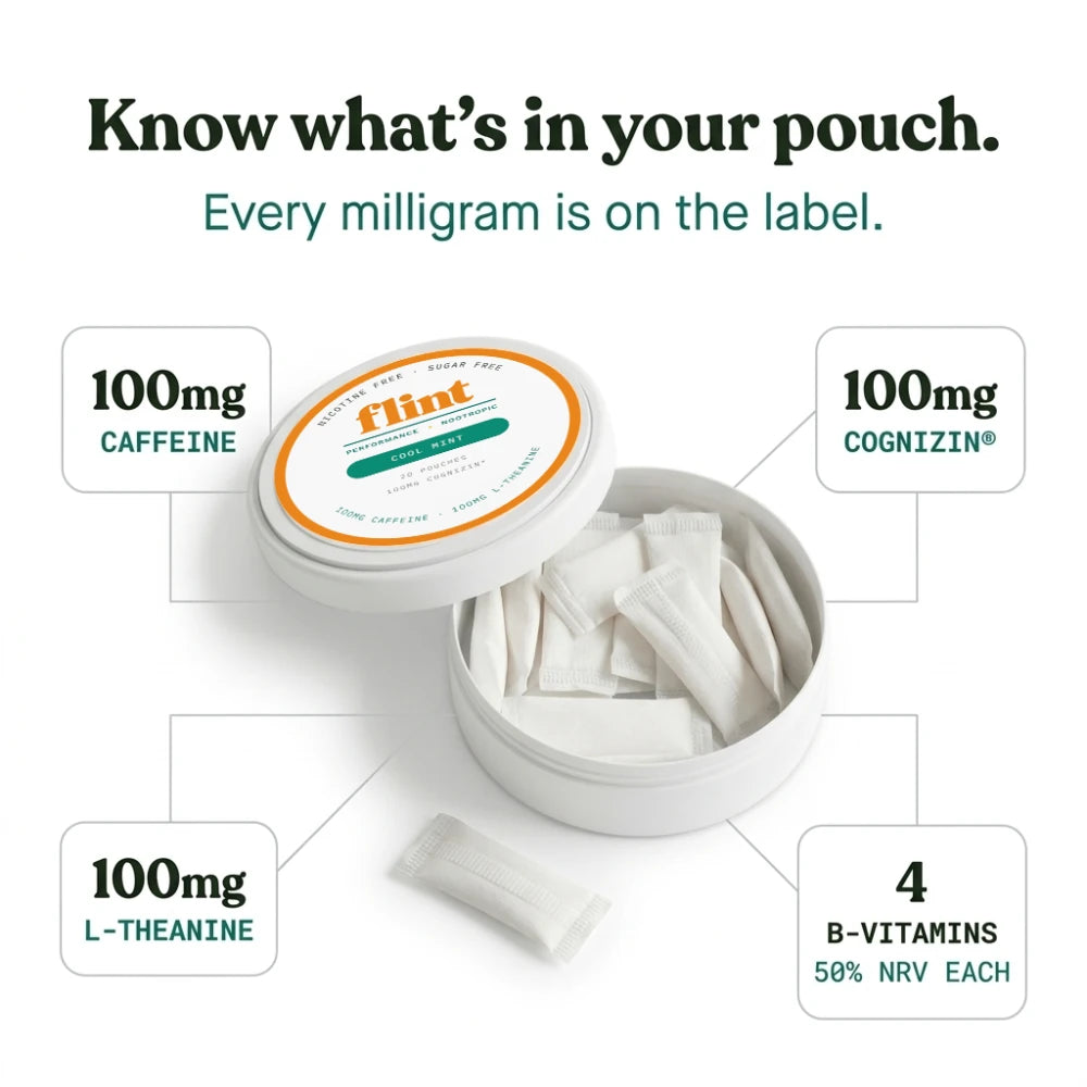 Flint Cool Mint Caffeine Nootropic Pouches